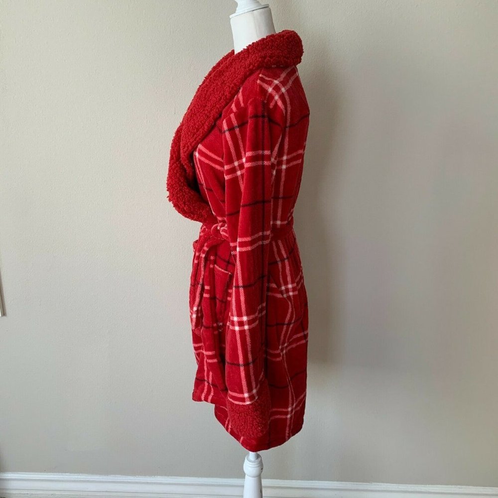 SOLD!NEW! Martha Stewart Plush Plaid Fleece Wrap Robe - Picture 4 of 5